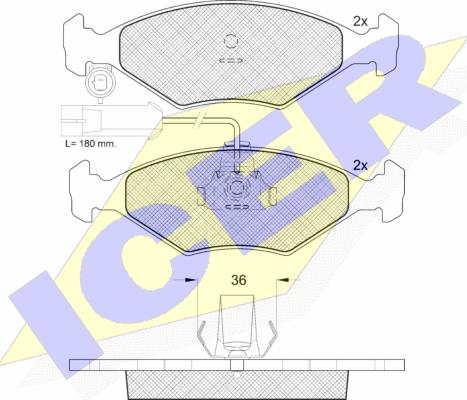 Icer 181603 - Kit de plaquettes de frein, frein à disque cwaw.fr