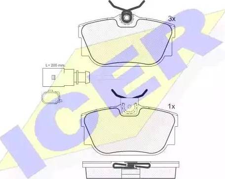 Icer 181614 - Kit de plaquettes de frein, frein à disque cwaw.fr