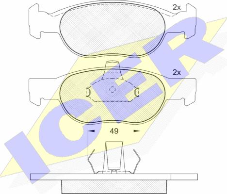 Icer 181616 - Kit de plaquettes de frein, frein à disque cwaw.fr