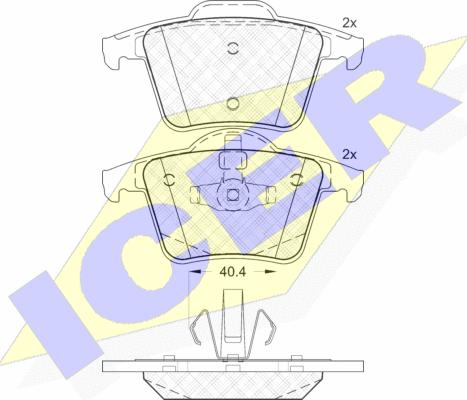 Icer 181612 - Kit de plaquettes de frein, frein à disque cwaw.fr