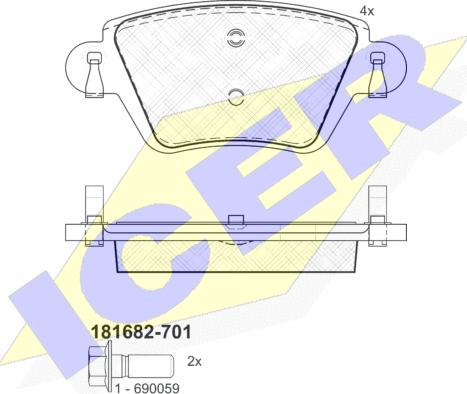 Icer 181682-701 - Kit de plaquettes de frein, frein à disque cwaw.fr