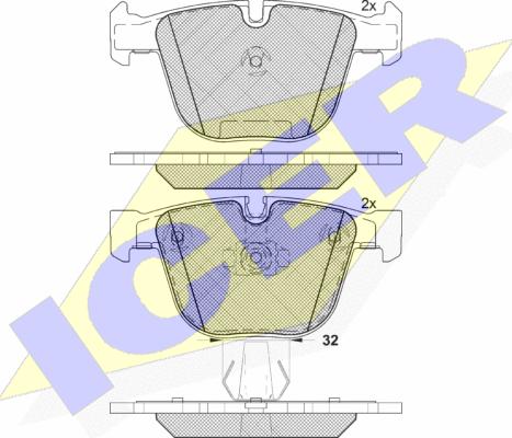 Icer 181687 - Kit de plaquettes de frein, frein à disque cwaw.fr