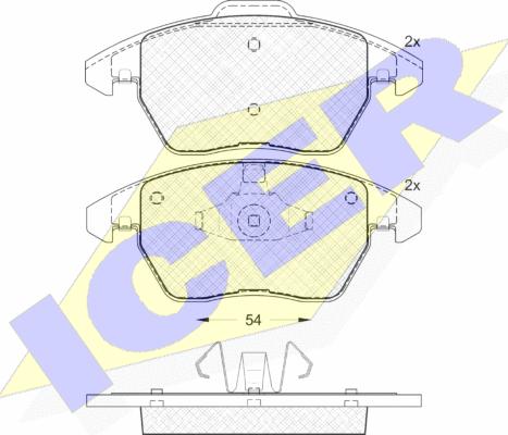 Icer 181637 - Kit de plaquettes de frein, frein à disque cwaw.fr