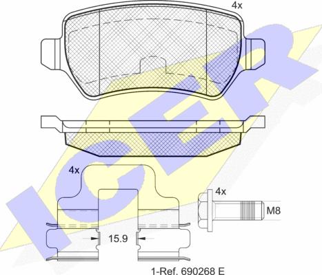 Icer 181622-204 - Kit de plaquettes de frein, frein à disque cwaw.fr