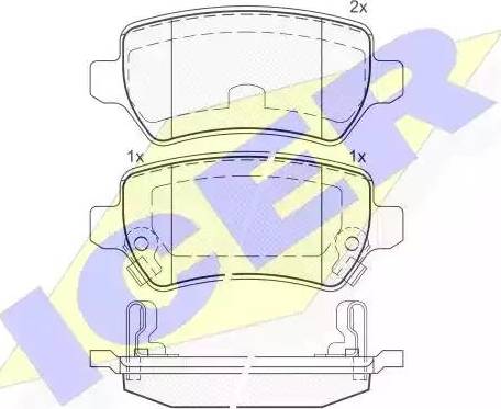 Icer 181622 - Kit de plaquettes de frein, frein à disque cwaw.fr