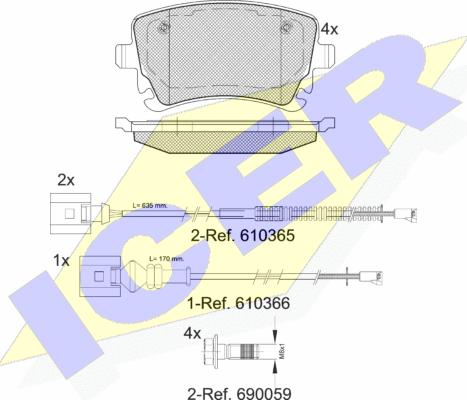 Icer 181674-208 - Kit de plaquettes de frein, frein à disque cwaw.fr