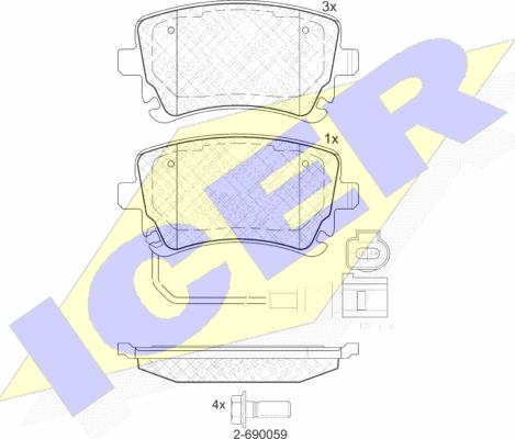 Icer 181674-203 - Kit de plaquettes de frein, frein à disque cwaw.fr