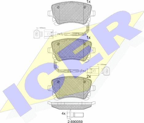 Icer 181674 - Kit de plaquettes de frein, frein à disque cwaw.fr