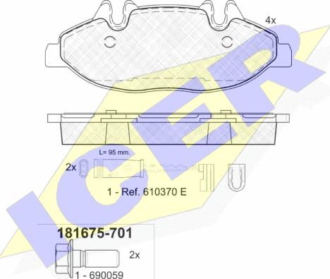 Icer 181675-701 - Kit de plaquettes de frein, frein à disque cwaw.fr