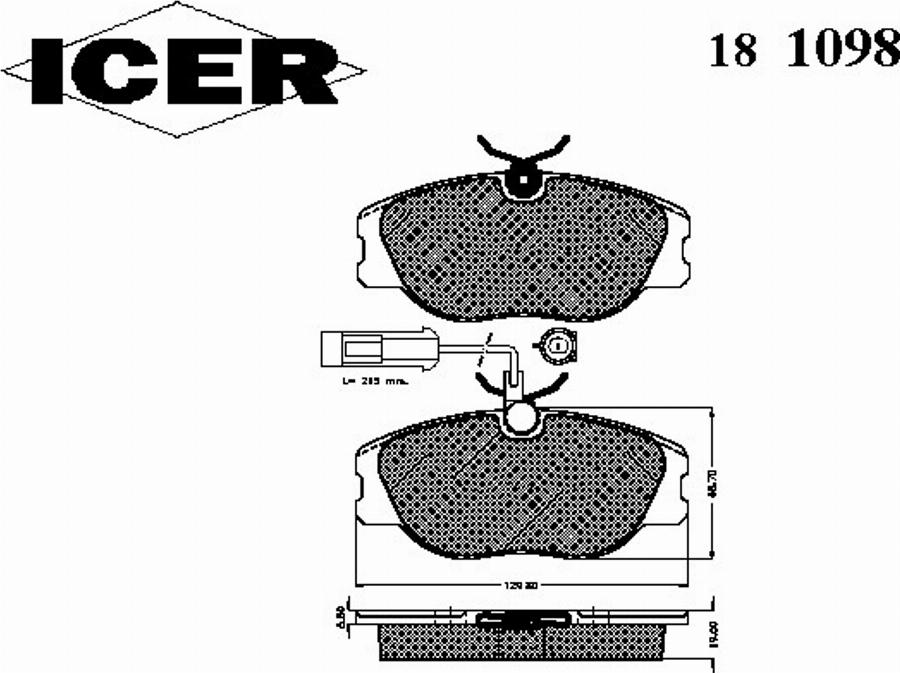 Icer 181098 - Kit de plaquettes de frein, frein à disque cwaw.fr