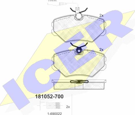 Icer 181052-700 - Kit de plaquettes de frein, frein à disque cwaw.fr