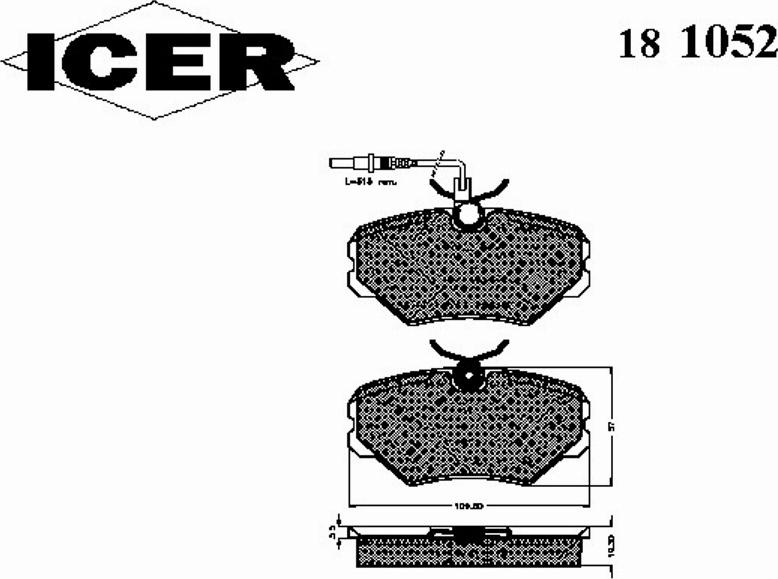 Icer 181052 - Kit de plaquettes de frein, frein à disque cwaw.fr