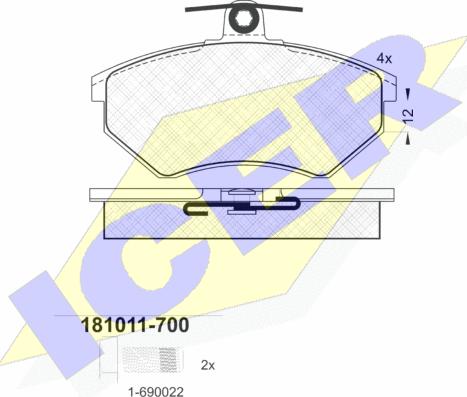 Icer 181011-700 - Kit de plaquettes de frein, frein à disque cwaw.fr