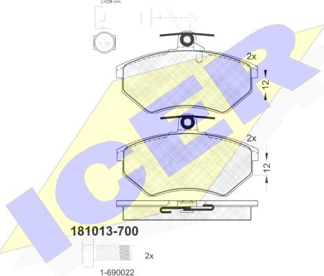 Icer 181013-700 - Kit de plaquettes de frein, frein à disque cwaw.fr