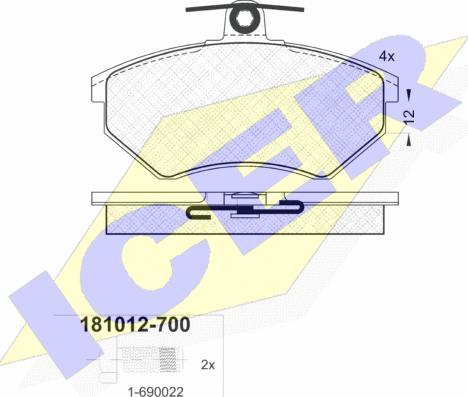 Icer 181012-700 - Kit de plaquettes de frein, frein à disque cwaw.fr