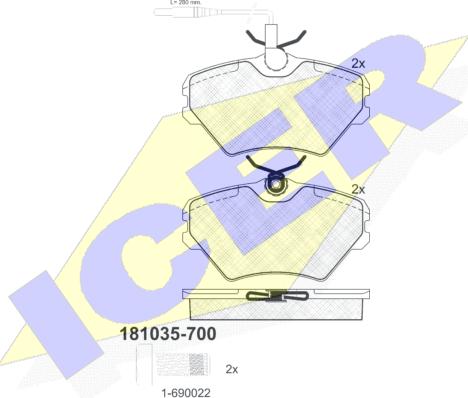 Icer 181035-700 - Kit de plaquettes de frein, frein à disque cwaw.fr