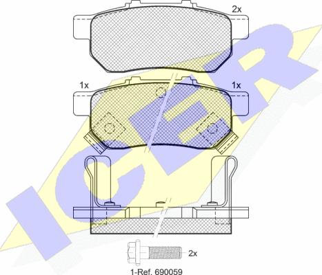 Icer 181024 - Kit de plaquettes de frein, frein à disque cwaw.fr