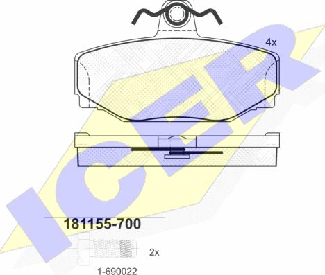 Icer 181155-700 - Kit de plaquettes de frein, frein à disque cwaw.fr