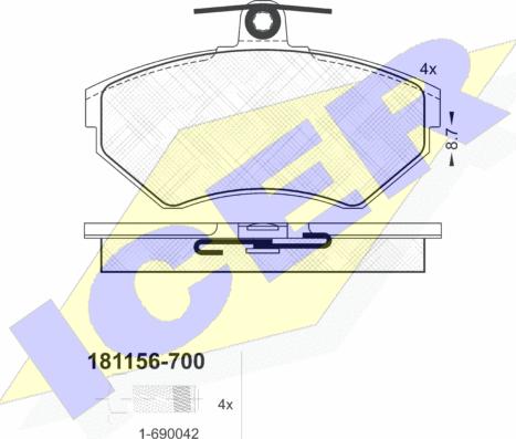 Icer 181156-700 - Kit de plaquettes de frein, frein à disque cwaw.fr