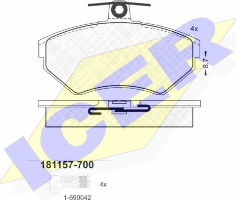 Icer 181157-700 - Kit de plaquettes de frein, frein à disque cwaw.fr