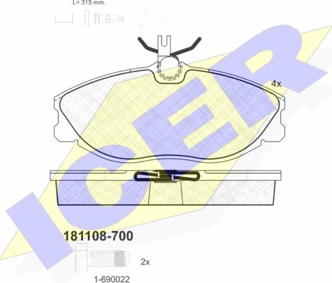 Icer 181108-700 - Kit de plaquettes de frein, frein à disque cwaw.fr