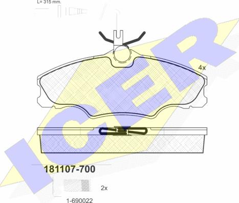 Icer 181107-700 - Kit de plaquettes de frein, frein à disque cwaw.fr