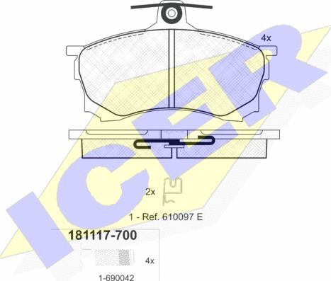 Icer 181117-700 - Kit de plaquettes de frein, frein à disque cwaw.fr