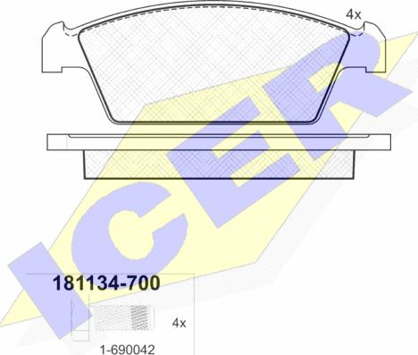 Icer 181134-700 - Kit de plaquettes de frein, frein à disque cwaw.fr