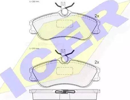 Icer 181136 - Kit de plaquettes de frein, frein à disque cwaw.fr