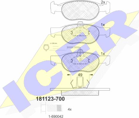 Icer 181123-700 - Kit de plaquettes de frein, frein à disque cwaw.fr