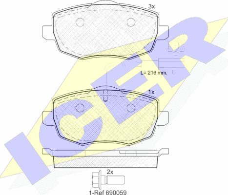 Icer 181845 - Kit de plaquettes de frein, frein à disque cwaw.fr