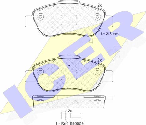 Icer 181843-203 - Kit de plaquettes de frein, frein à disque cwaw.fr