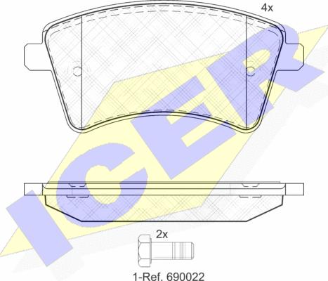 Icer 181854-200 - Kit de plaquettes de frein, frein à disque cwaw.fr