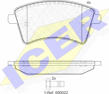 Icer 181854 - Kit de plaquettes de frein, frein à disque cwaw.fr