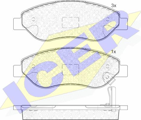 Icer 181850 - Kit de plaquettes de frein, frein à disque cwaw.fr