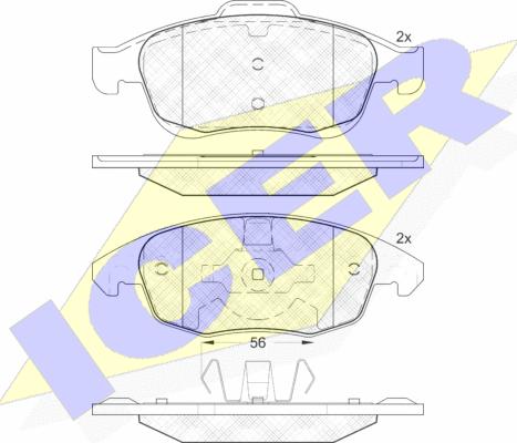 Icer 181852 - Kit de plaquettes de frein, frein à disque cwaw.fr