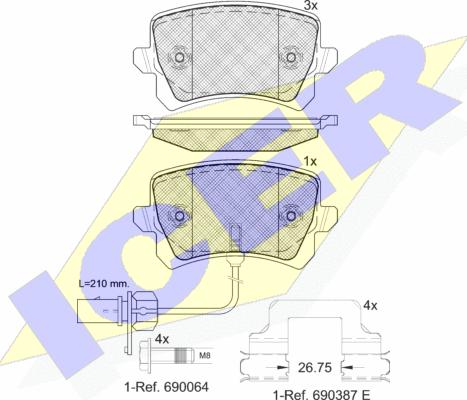 Icer 181857-203 - Kit de plaquettes de frein, frein à disque cwaw.fr