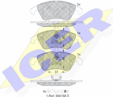 Icer 181865 - Kit de plaquettes de frein, frein à disque cwaw.fr