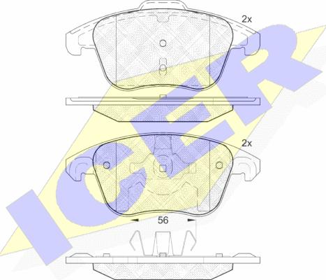 Icer 181866 - Kit de plaquettes de frein, frein à disque cwaw.fr