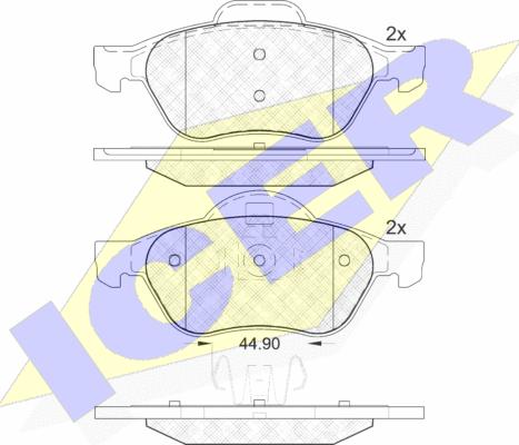 Icer 181860 - Kit de plaquettes de frein, frein à disque cwaw.fr