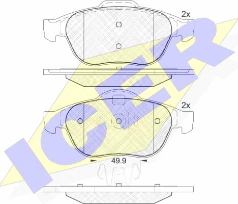 Icer 181861 - Kit de plaquettes de frein, frein à disque cwaw.fr