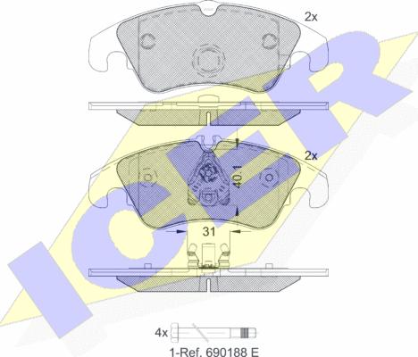 Icer 181862-203 - Kit de plaquettes de frein, frein à disque cwaw.fr