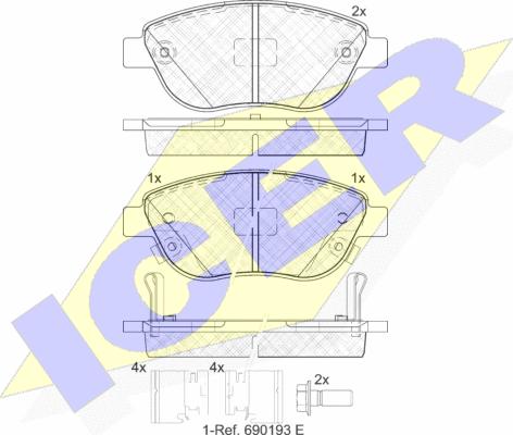 Icer 181809-203 - Kit de plaquettes de frein, frein à disque cwaw.fr