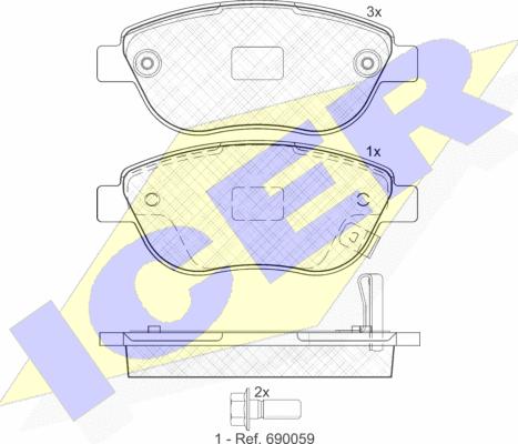 Icer 181809 - Kit de plaquettes de frein, frein à disque cwaw.fr