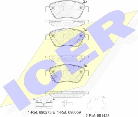 Icer 181810-203 - Kit de plaquettes de frein, frein à disque cwaw.fr