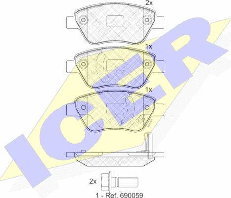 Icer 181810 - Kit de plaquettes de frein, frein à disque cwaw.fr