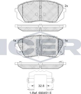 Icer 181826e1 - Kit de plaquettes de frein, frein à disque cwaw.fr