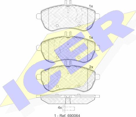 Icer 181821 - Kit de plaquettes de frein, frein à disque cwaw.fr