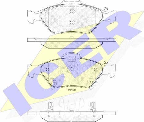 Icer 181877 - Kit de plaquettes de frein, frein à disque cwaw.fr