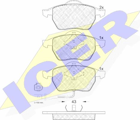 Icer 181396 - Kit de plaquettes de frein, frein à disque cwaw.fr